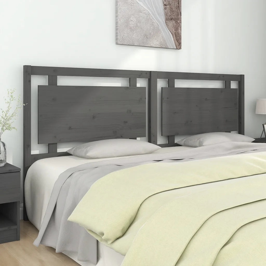 Testiera per Letto Grigia 205,5x4x100 cm Legno Massello di Pino 817962