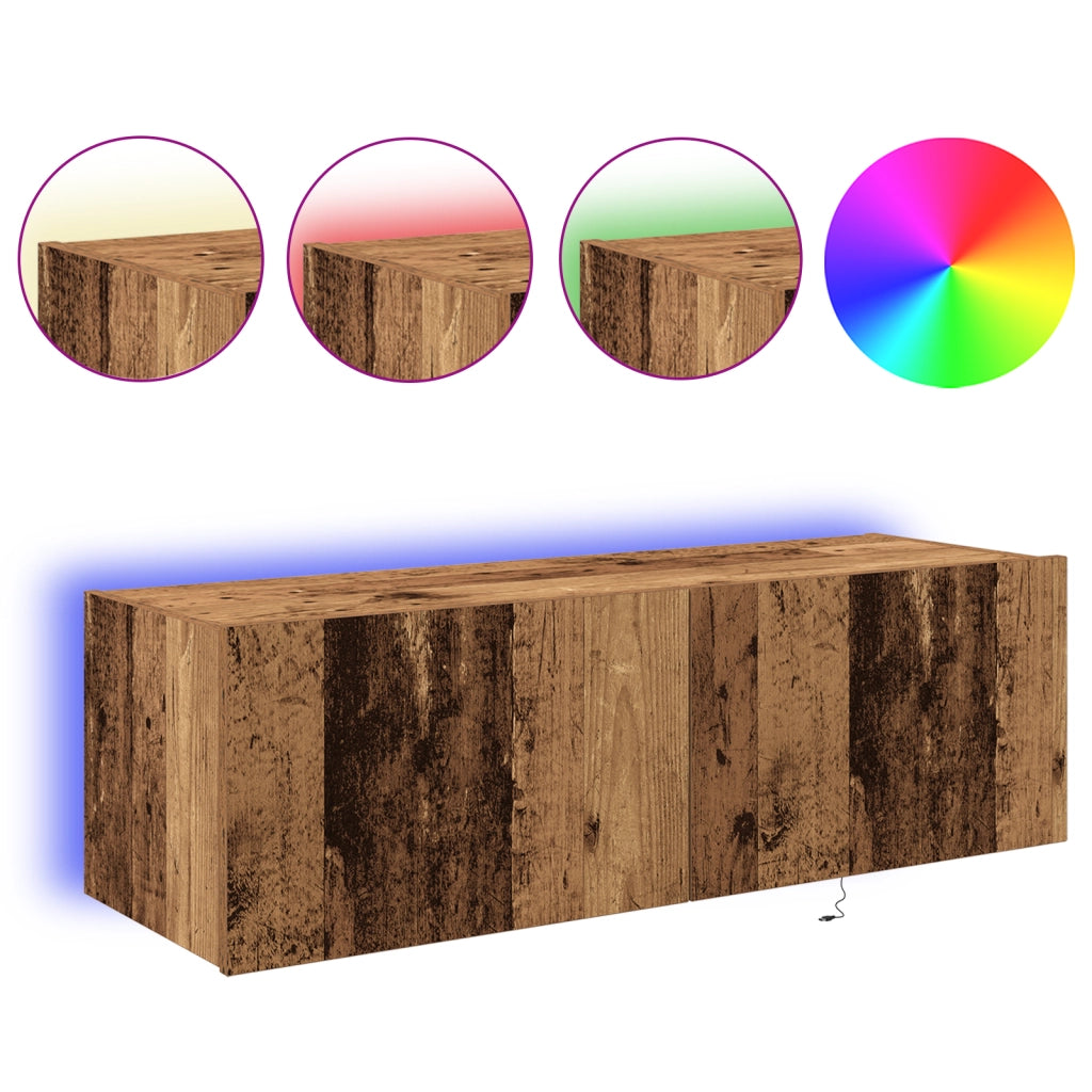 Mobile da TV  con luci LED in legno vecchio 100x35x31 cm