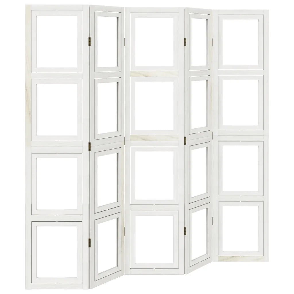Divisorio Ambienti | Divider per stanze | Paravento 5Pannelli Bianco Legno Massello di Paulownia