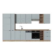Cucina componibile Fame-Line Blu-grigio chiaro/Rovere dorato 355 cm, PL Rovere Vicco