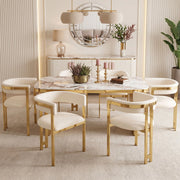 SEDIA Set da 6 pezzi in Chenille Beige e Oro 60x50x76 cm