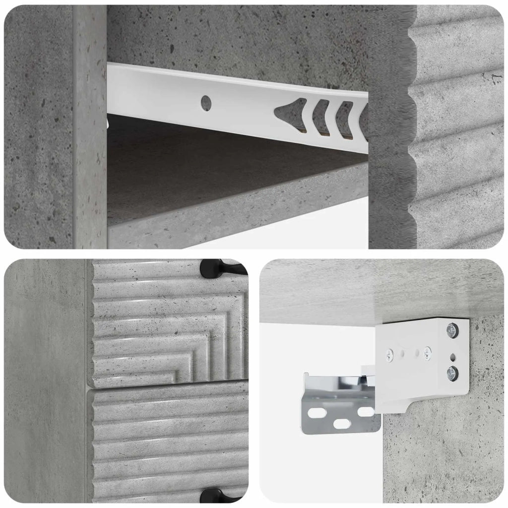 Mobiletto da notte a muro con cassetto 2 pcs Grigio Cemento