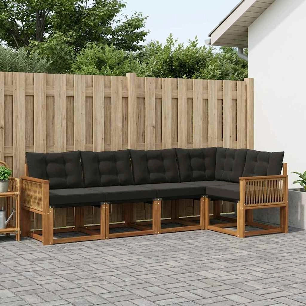 Set di divani da esterno 5 pz Naturale e Nero 3381956