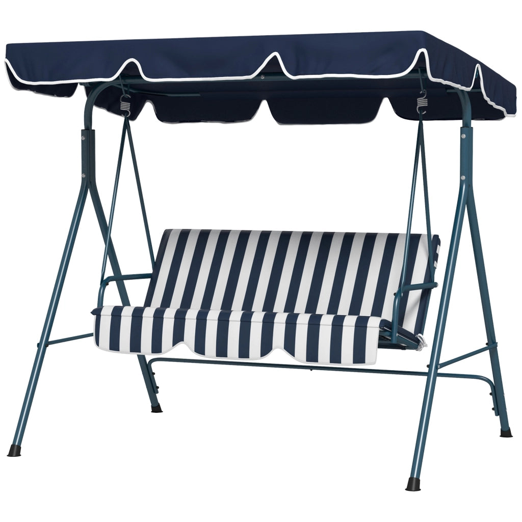 Altalena da Giardino 3 Posti con Cuscino e Tettoia ¨C zephmum ¨C Grigio/Bianco 172x110x153 cm