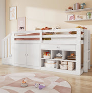 Letto multifunzione per bambini 90x200 cm bianco con contenitore e scrivania