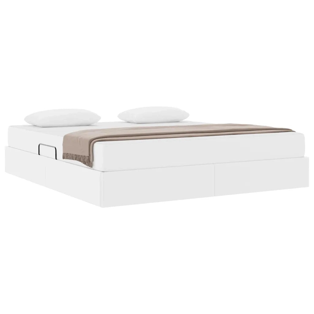 Letto con contenitore e materasso 2 pcs Bianco Pelle 3399617