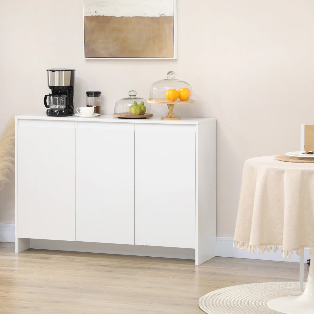 EasyComfort Credenza Moderna a 12 Ripiani Interni in Truciolato per Cucina, Soggiorno e Ingresso, 120x35x85 cm, Bianco