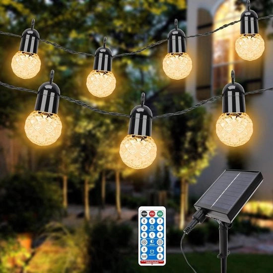 Luci da esterno a LED a stringa 15,5M/25 LED Bollard caldo bianco 2700K con telecomando