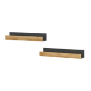 Vicco Scaffale a muro Antracite/quercia dorata 60 x 10 cm Set di 2