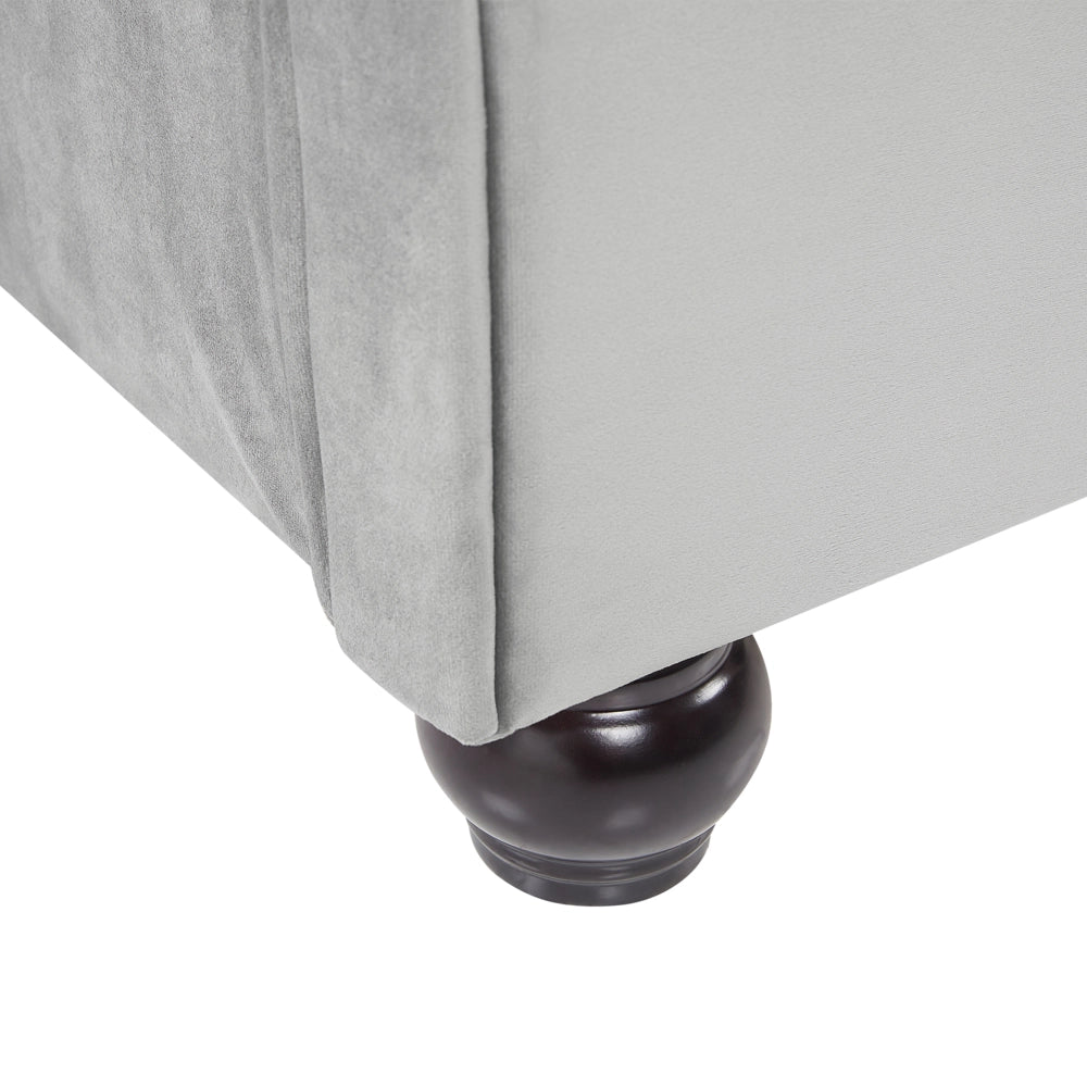 Letto ad acqua in velluto grigio chiaro 140 x 200 cm con testiera trapuntata stile glamour