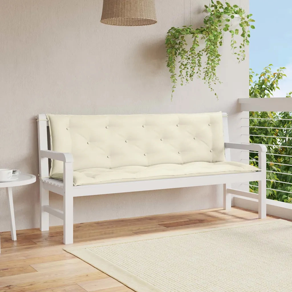 Cuscini Panca Giardino 2pz Bianco Crema 150x50x7 Tessuto Oxford 315018