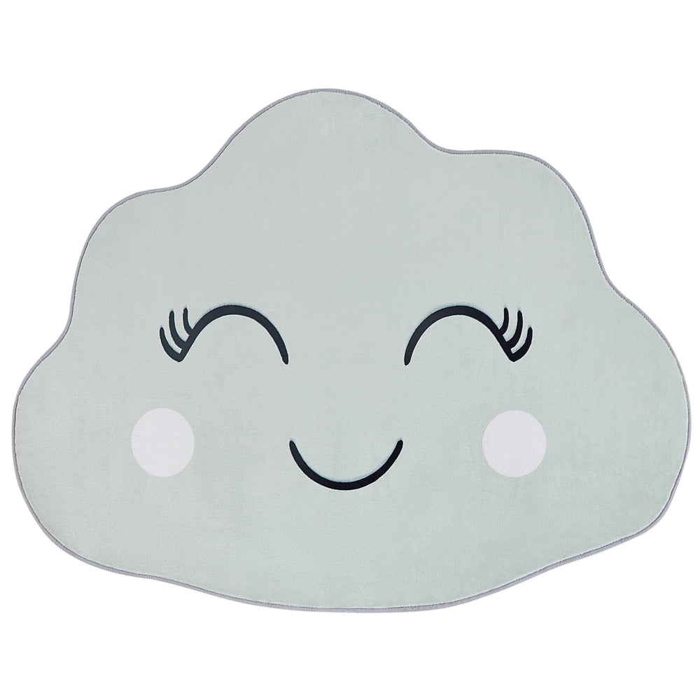 tappeto a pelo corto verde 90 x 120 cm a forma di nuvola per la sala giochi dei bambini