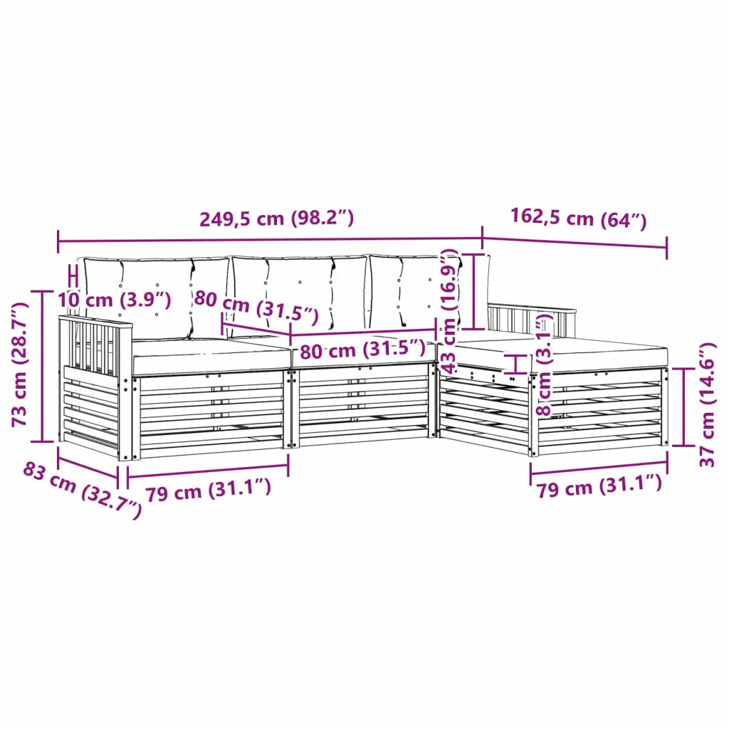 Set di divani da esterno con cuscino 4 pcs Naturale e Beige 3373253