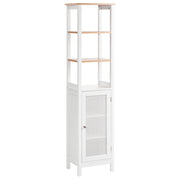 Mobile da bagno alto con ripiani in MDF bianco 30 x 160 cm armadietto
