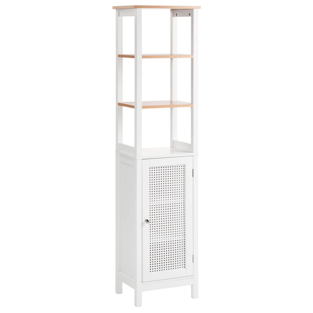 Mobile da bagno alto con ripiani in MDF bianco 30 x 160 cm armadietto