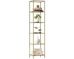 Pannelli per bagno a 4 livelli - robuste mensole in vetro - cornice in metallo - capacità 40 kg - Space Saver - 30x40x95cm