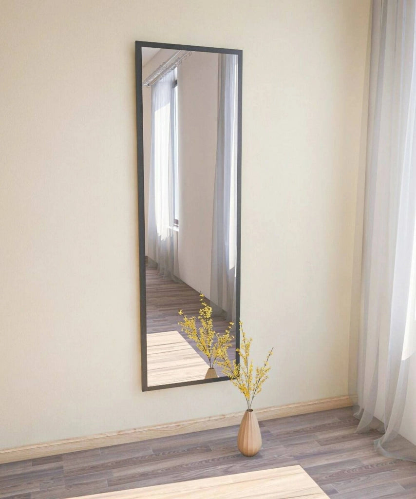 Specchio Dragone, Specchiera, Articolo d'arredo a muro, Decorazione con specchio, 50x2h160 cm, Nero
