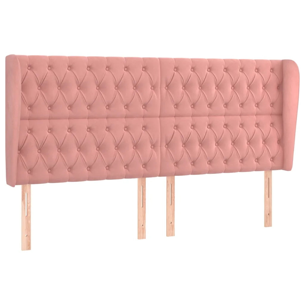 Testiera ad Orecchio-Testata con Orecchie Rosa 203x23x118/128 cm in Velluto 613582