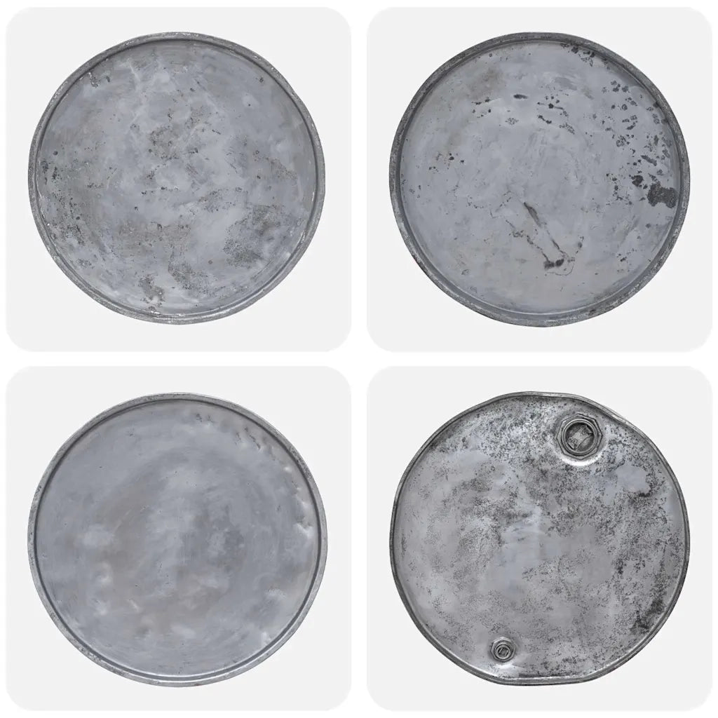 Tavolino da Salotto in Legno di Recupero Misto 60x45cm Argento 244511