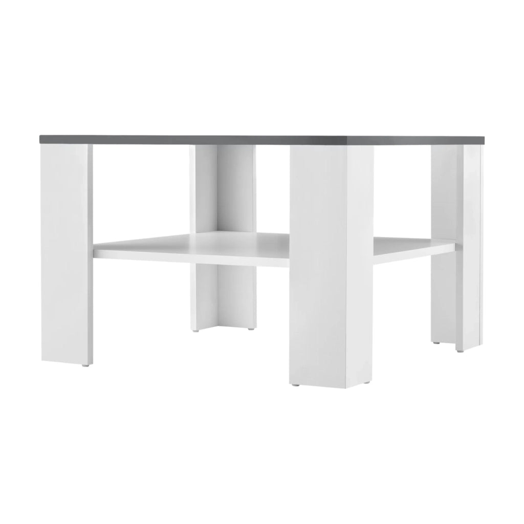 Tavolino da salotto 60 x 60 x 40 cm bianco e grigio scuro 03_0008433