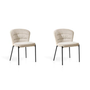 Set 2 sedie da pranzo Hispanohogar ferro e tessuto chenille beige 79×57×59 cm