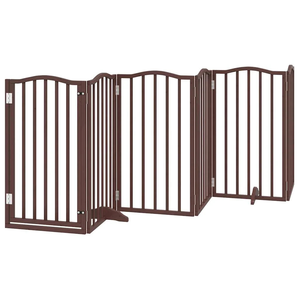 Cancelletto di sicurezza per animali domestici porta pieghevole 9 pannelli legno di pioppo marrone 02_0023276