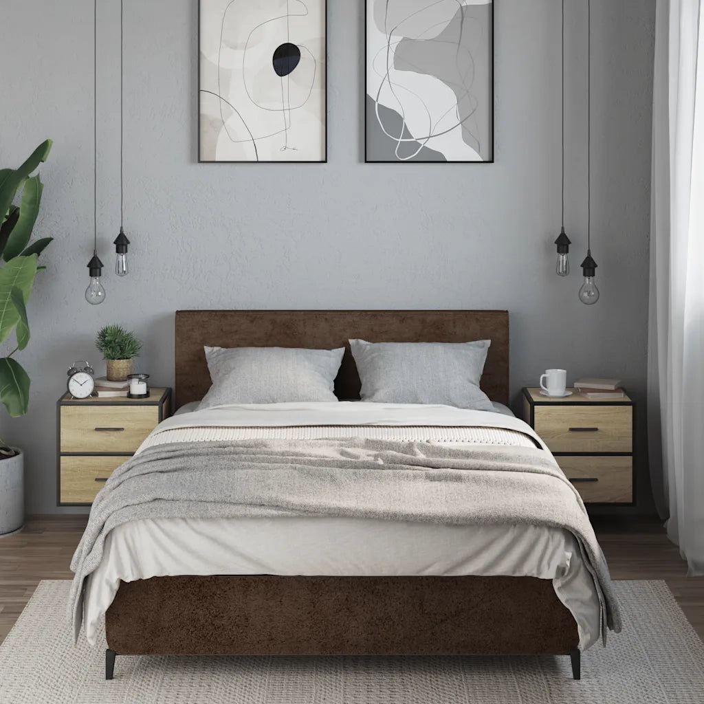 Set di 2 Comodini | Armadio da Notte | Mobiletto da notte a Muro Rovere Sonoma 40x31x39,5 cm