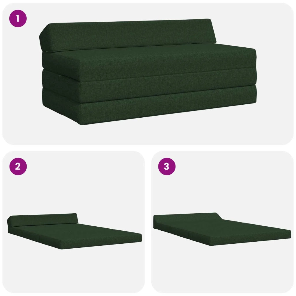 Divano Letto Pieghevole Verde Scuro 120 x 60 x 49 cm Tessuto 900037