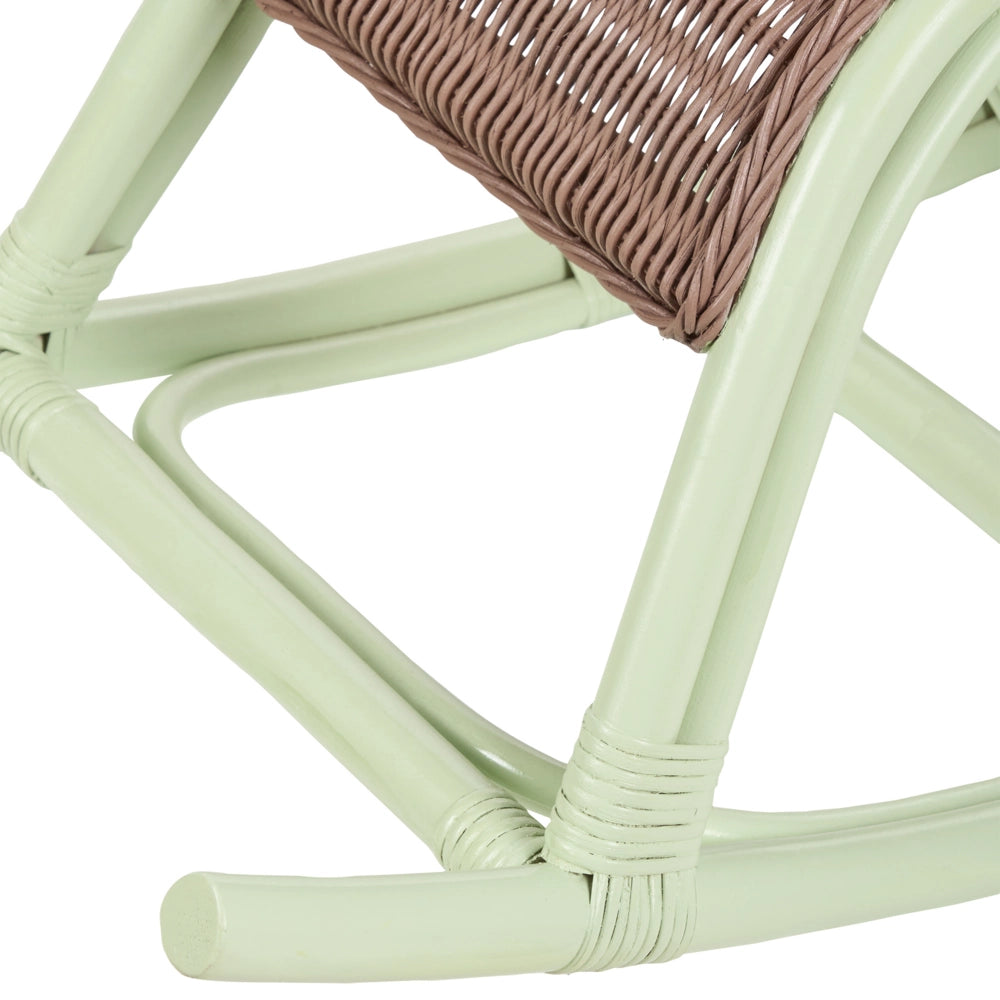 Sedia a dondolo per bambini Verde chiaro Rattan Boho Rustico Indoor per Patio