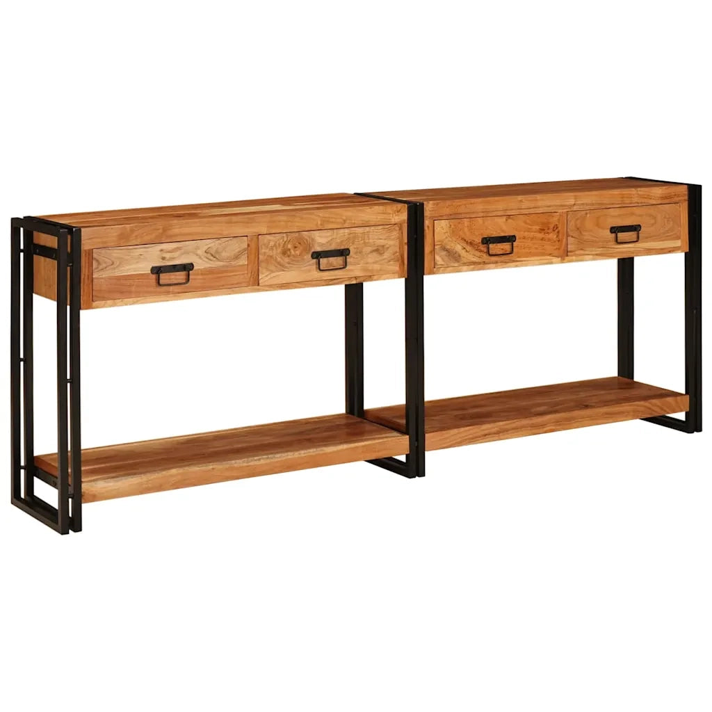 vidaXL Tavoli consolle Altro 2 pcs Marrone Legno massello di acacia