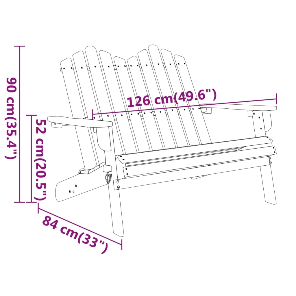 Panchina da giardino arredo per esterni stile Adirondack 126 x 84 x 90 cm legno massello di acacia 02_0011337