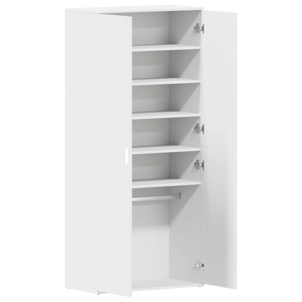 Armadio per Scarpe Bianco 80x39x180 cm Legno Ingegnerizzato