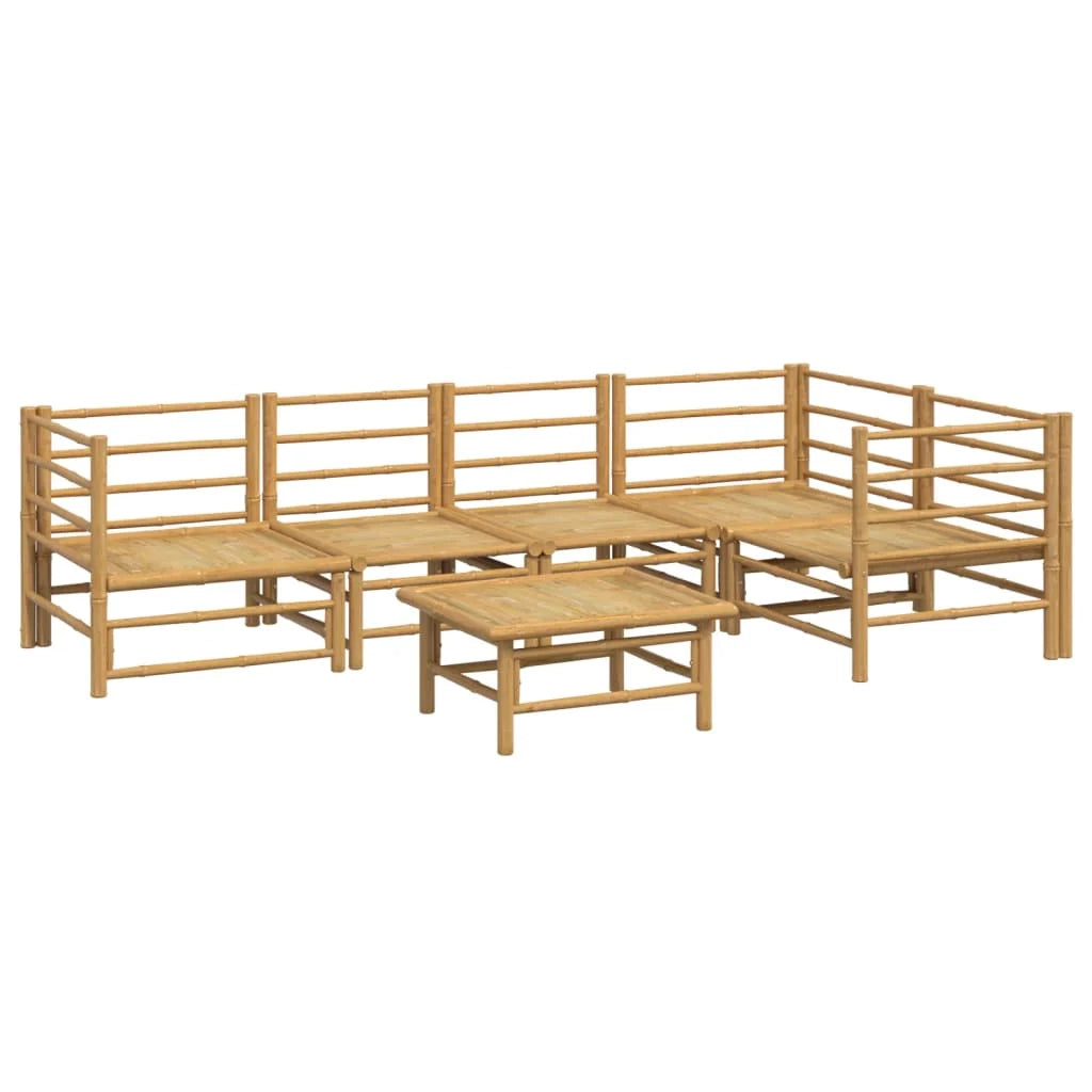 Set di mobili da giardino mobili da esterno 6 pezzi con cuscini in bambù grigio chiaro 02_0016776