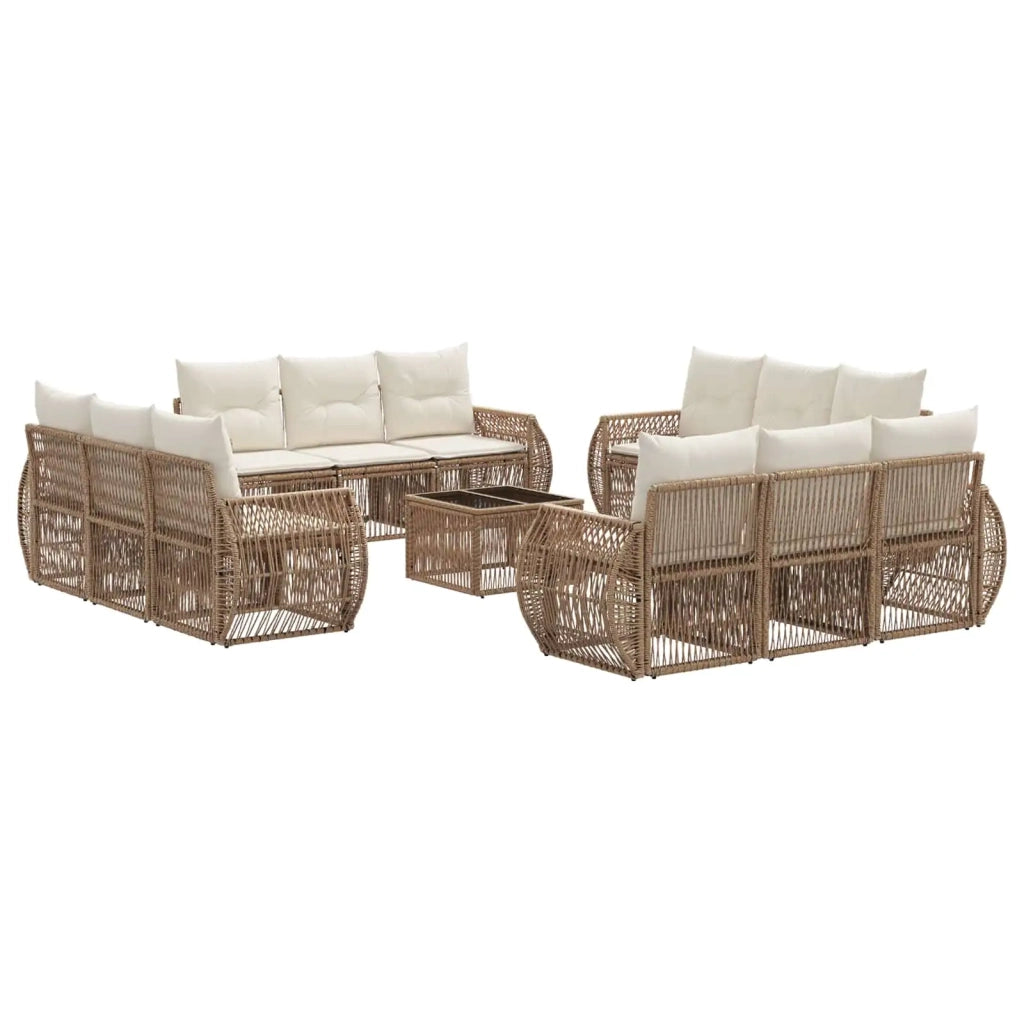 Set Divano da Giardino 13 pcs Beige e Bianco Crema polyrattan 3435372