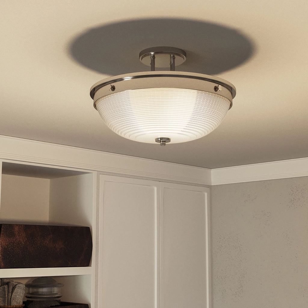 Lampada A Soffitto Contemporanea Mantle Vetro Nichel Lucido 2 Luci E27