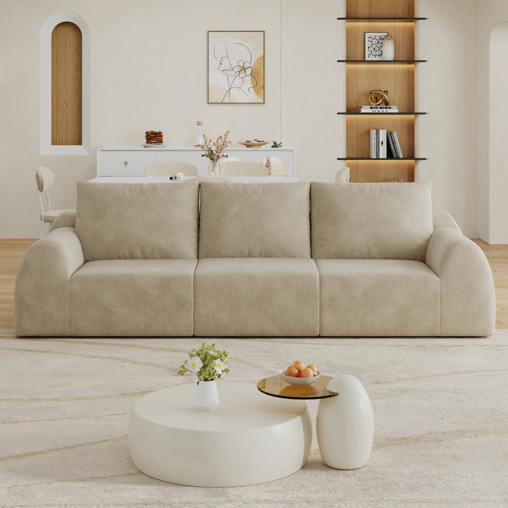 Divano lineare in chenille con schiuma ad alta elasticità - senza montaggio - khaki