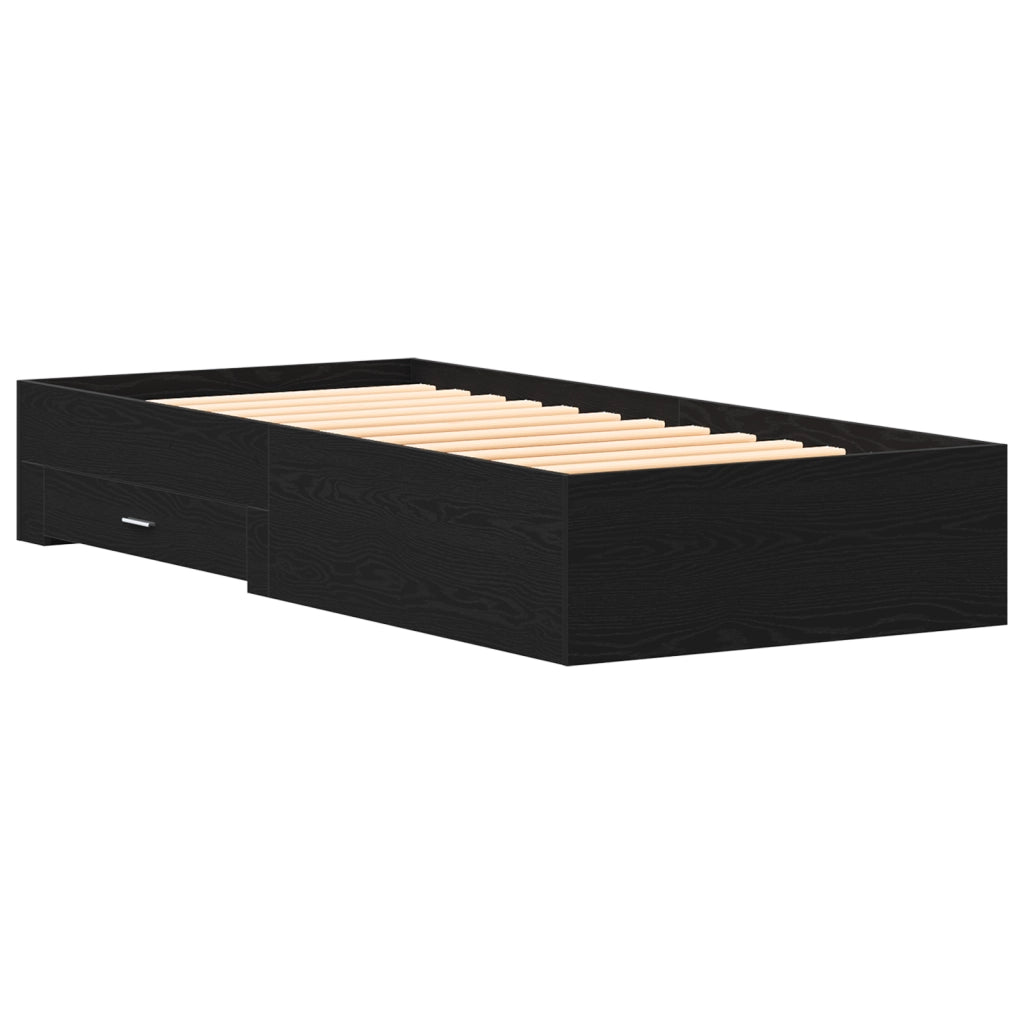 Letto  Quadro Nero Rovere 90x190 cm Legno ingegnerizzato