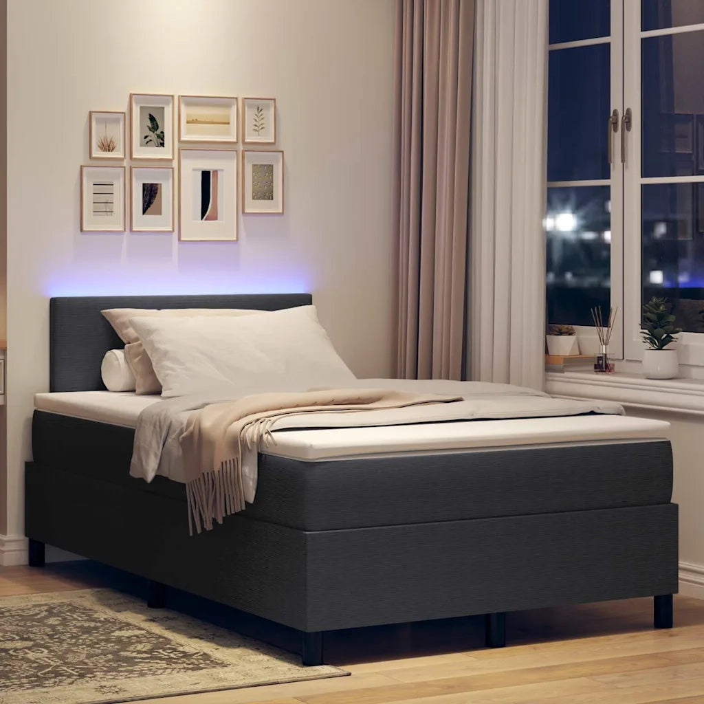 Letto a Sorgente LED Grigio Scuro e Bianco 120 x 190 cm 3337592