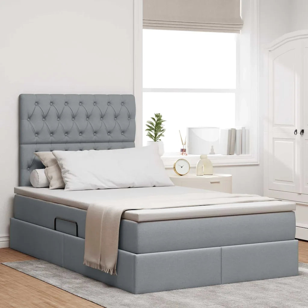 Letto con contenitore e materasso Grigio chiaro 120 x 190 cm 3371829