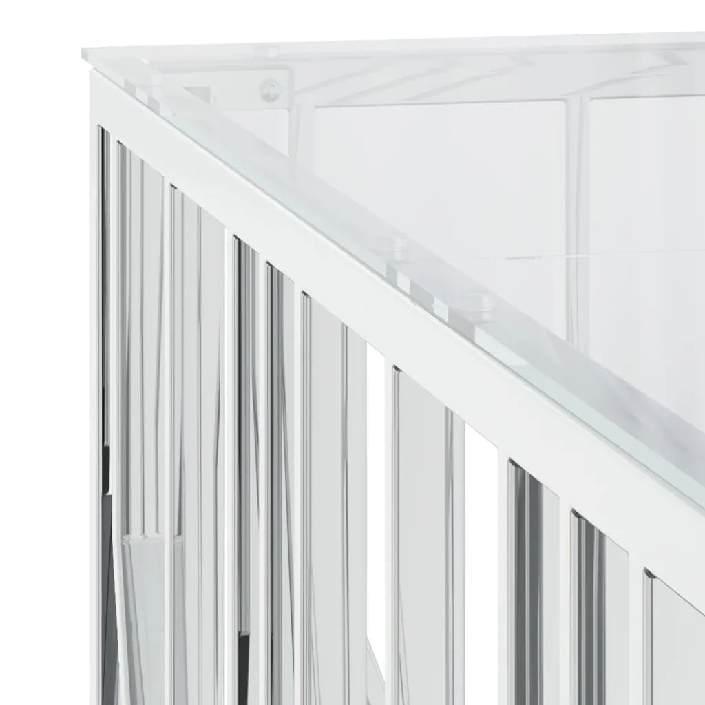 Tavolino da salotto | Tavolino da caff¨¨ | Tavolino da Soggiorno 100x100x50 cm in Acciaio Inox e Vetro