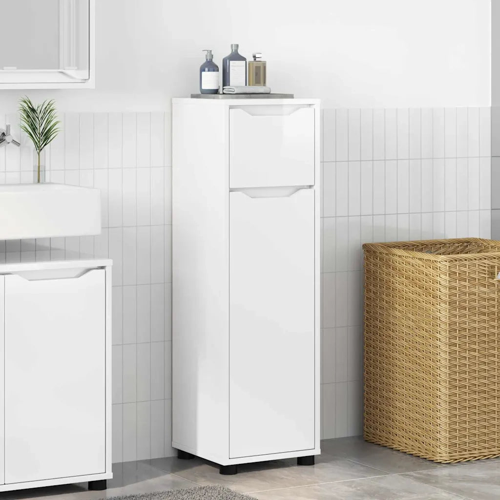 Mobile da Bagno con cassetto Bianco Lucido 30,5 x 30 x 101 cm