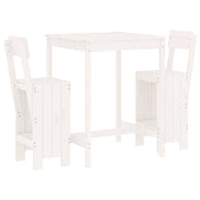 Set Bar da Giardino 3 pz | Set Salotto da Giardino Bianco in Legno Massello di Pino