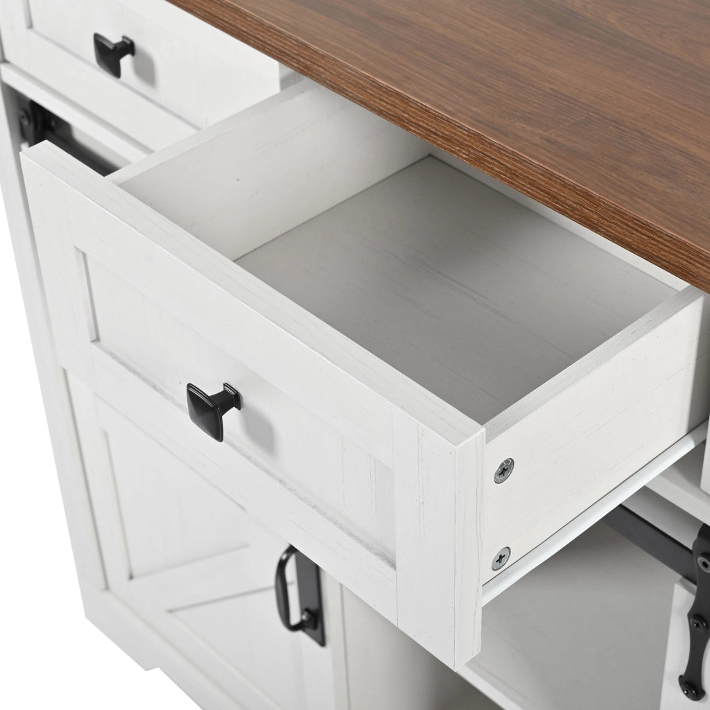 ISOLA DA CUCINA 140x45x94 cm Beige in MDF e metallo con piano richiudibile su ruote