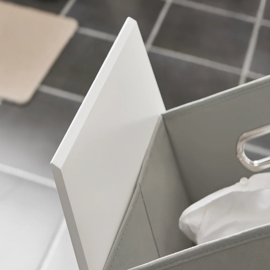 Mobile Porta Biancheria Per Bagno Mobile Lavanderia Con Sacco Portabiancheria Pieghevole Bianco 45x35x85,5cm BZR100-W SoBuy