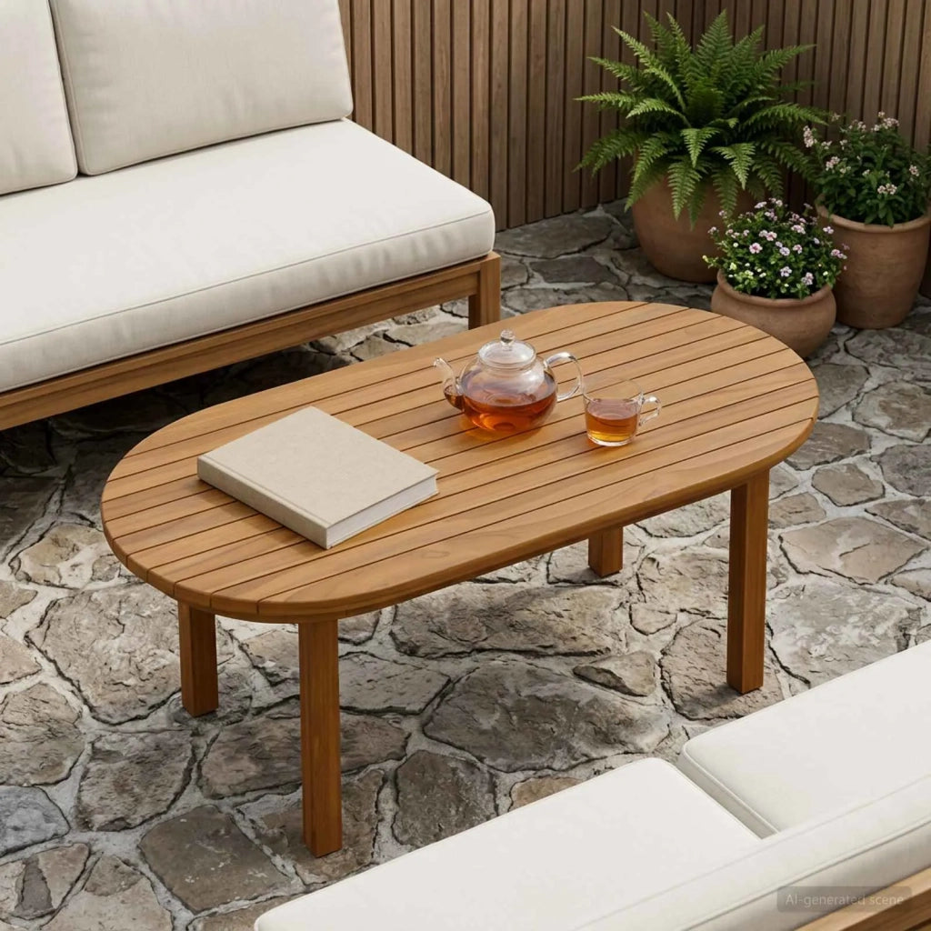 Piano del tavolo 80 x 40 x 3,5 cm Ovale Legno di teak solido 42033160
