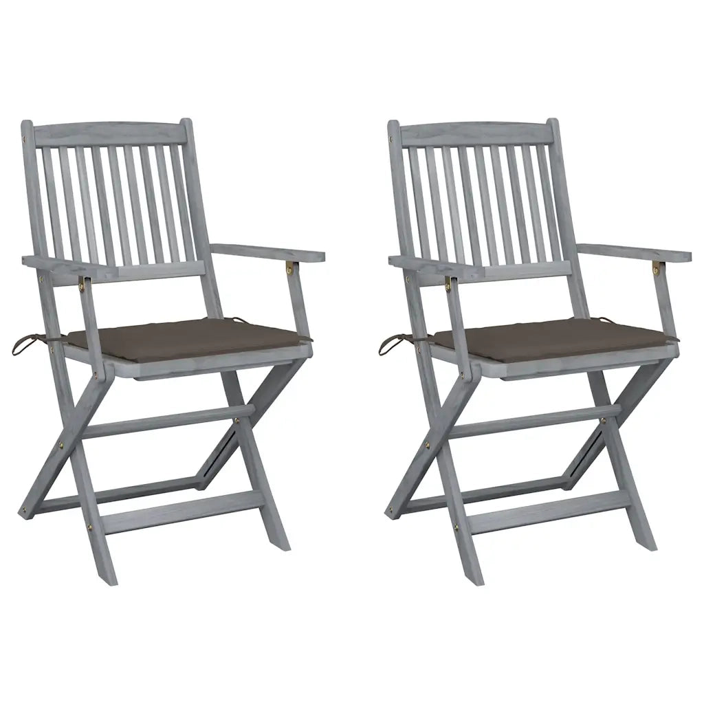 Sedie da Giardino Pieghevoli 2pz con Cuscini in Massello Acacia cod mxl 6322