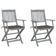 Sedie da Giardino Pieghevoli 2pz con Cuscini in Massello Acacia cod mxl 6322