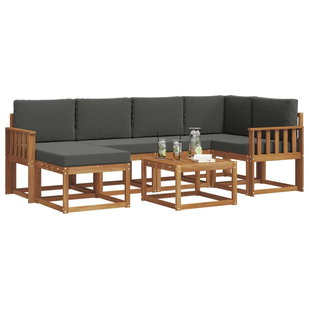 Set di divani da esterno con cuscino 7 pcs Naturale e Antracite
