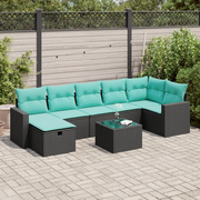 Set Divani da Giardino con Cuscini 8 pz Nero in Polyrattan