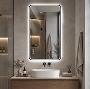 Specchio da bagno LED nero con antiappannamento e dimmer